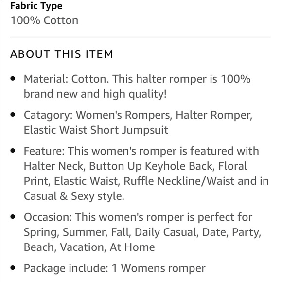 Angashion NWT❗️Amazon Find Floral Halter Romper - Picture 9 of 9